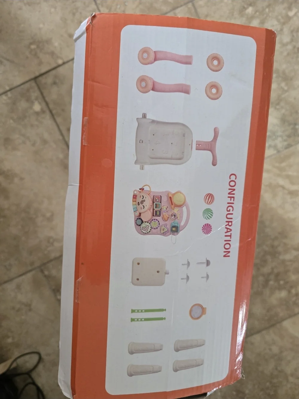Interactive Pink Baby Push Walker Activity Toy with Musical Play Panel